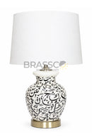 20-inch decorative ceramic lamp with calligraphy-inspired styling