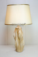 21-inch mustard table lamp with angular resin design for home interiors
