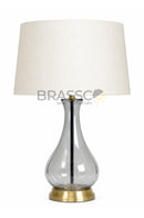 25.5-inch smoky glass table lamp with a surahi-inspired design