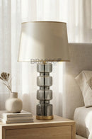 4-in-1 Grey Glass Table Lamp