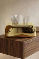 BRASSCO golden oval-style tissue storage box for elegant home and office interiors