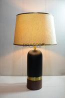 BRC black and walnut marble metal double table lamp with dual-light design, premium marble base, wooden walnut accents, and modern luxury bedside ambient lighting