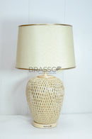BRC Cane Texture Double Light MEd   Table Lamp – Modern Decorative Lamp for Bedroom & Living Room | Brassco Pakistan
