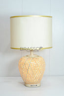 BRC Cane Texture Double Light Small modern table lamp with decorative cane texture for bedroom and living room – Brassco Pakistan