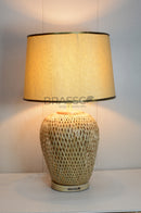 BRC Cane Texture Double Light med Table Lamp – Modern Decorative Lamp for Bedroom & Living Room | Brassco Pakistan