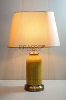 BRC colorful ceramic yellow table lamp with vibrant glazed finish, modern decorative design, and compact size for bedside and home ambient lighting