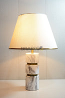BRC long white marble texture metal table lamp with sleek elongated design, premium marble-style finish, and modern decorative ambient lighting for home and office use