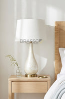 BRC Mother of Pearl long surahi table lamp with AB finish
