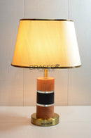 BRC walnut marble texture table lamp with crystal metal accents, premium wood-marble inspired finish, and modern luxury bedside ambient lighting for home décor