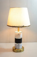 BRC white marble texture table lamp with crystal metal accents, elegant luxury design, and modern decorative bedside lighting for soft ambient home décor