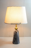 BRC grey marble self texture metal table lamp with natural stone-like finish, elegant modern design, and warm ambient bedside lighting for home décor