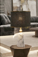 BRC white marble self texture metal table lamp with natural stone-like finish