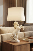 BR' Rezin White Dancing Horse Table Lamp by Brassco