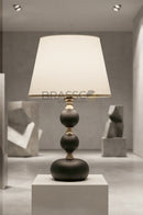 Black Ball-Accent Brass Metal Table Lamp