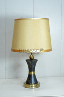 Black Carved Marble-Texture Brass Metal Table Lamp