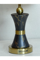 Black Carved Marble-Texture Brass Metal Table Lamp