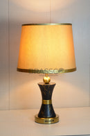 Black Carved Marble-Texture Brass Metal Table Lamp