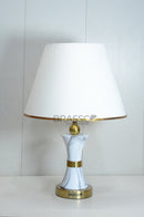 Black Carved Marble-Texture Brass Table Lamp