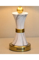 Black Carved Marble-Texture Brass Table Lamp
