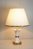 Black Carved Marble-Texture Brass Table Lamp