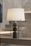 Long Black Marble-Texture Brass Metal table Lamp