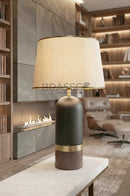 BRC Black & Walnut Marble Metal Double Table Lamp – Modern Luxury Lighting