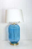Blue Lining Glass Table Lamp | Luxury Designer Lighting | Brassco Pakistan