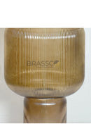 Brassco Double Coffee Glass Table Lamp with premium coffee glass base and elegant fabric lampshade for luxury modern home décor.
