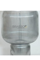 Brassco Double Grey Glass Table Lamp with premium grey glass base and elegant fabric lampshade for modern luxury interior decoration.