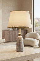 BRC Brown marble self texture metal table lamp with natural