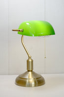 Classic green glass table lamp for study desk and workspace lighting
