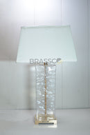 Luxury Clear Rectangle Glass Table Lamp | Modern Designer Bedside Lamp | Brassco Pakistan