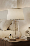 Clear Textured Cylinder Glass Table Lamp