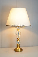 Crystal 02 table lamp with clear crystal design and FC 08 modern finish, luxury decorative lighting for bedroom, living room, side table, and contemporary home décor by Brassco.