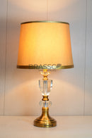 Crystal 03 table lamp with clear crystal design and FC 08 modern finish, luxury decorative lighting for bedroom, living room, side table, and contemporary home décor by Brassco.