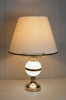 Crystal ball table lamp with elegant marble base and FG finish, modern luxury decorative lighting for bedroom, living room, side table, and contemporary home décor by Brassco.