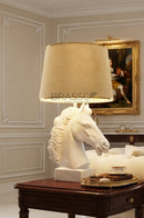 Designer White Horse Face Lamp by Brassco