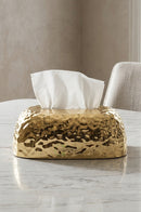 Golden rectangular dotted plastic fiber tissue box by BRASSCO for elegant table decor
