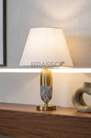 Grey-Texture Oval Brass Metal Table Lamp