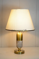 Grey-Texture Oval Brass Metal Table Lamp