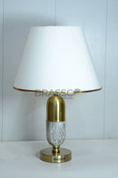 Grey-Texture Oval Brass Metal Table Lamp