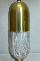 Grey-Texture Oval Brass Metal Table Lamp
