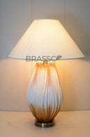 KH lining white fiber AB table lamp with elegant striped fiber texture, modern minimalist design, and premium decorative lighting for home décor