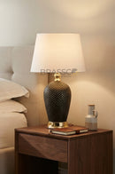 KH' Rezin Texture S Brown AB Table Lamp by Brassco
