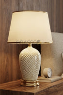 KH' Rezin Texture S White AB Table Lamp by Brassco
