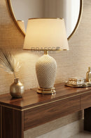 KH' Rezin Texture White Table Lamp Brassco Pakistan