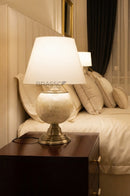 Large Mother of Pearl Rounded Table Lamp for Bedroom