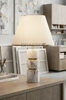 BRC Long White Marble Texture Metal Table Lamp – Modern Luxury Lighting