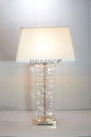 Luxury Clear Rectangle Glass Table Lamp | Modern Designer Bedside Lamp | Brassco Pakistan