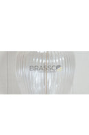 Luxury Ribbed Glass Table Lamp with Beige Fabric Lampshade | Modern Designer Bedside Lamp | Brassco Pakistan